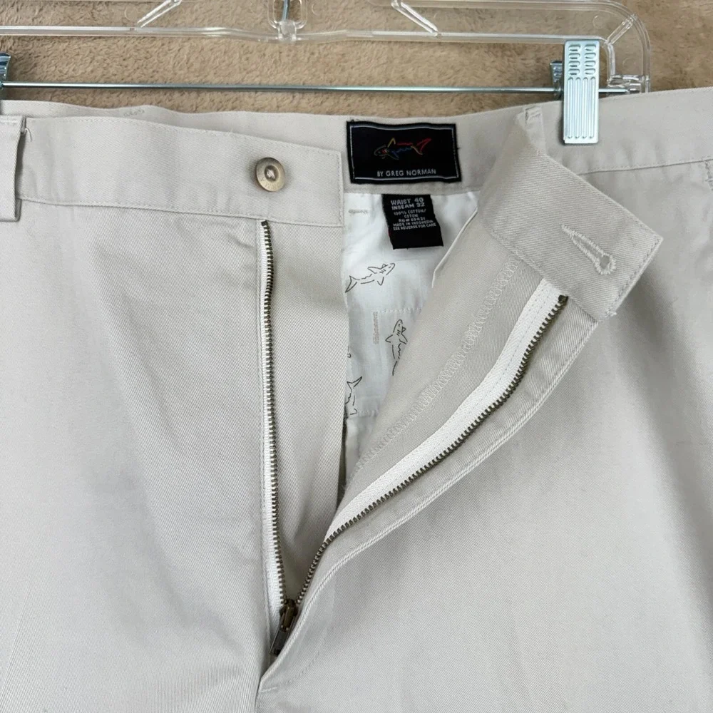 Greg‎ Norman Mens Golf Pants 40x32 Beige Comfort Straight Business Casual Chinos - Picture 7 of 10